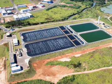 Aerial view of Biolac with Clarifier and post aeration basin